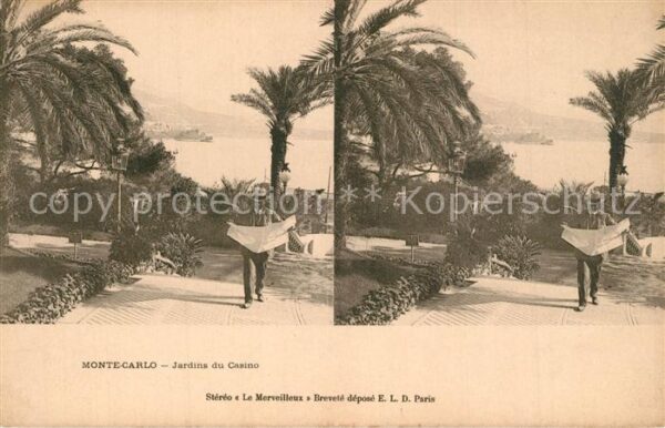 Stereoscopkarte Monte-Carlo Jardins du Casino