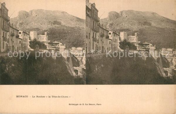 Stereoscopkarte Monaco Rocher Tete-de-Chien