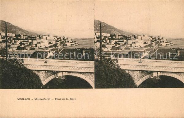 Stereoscopkarte Monaco Monte-Carlo Pont de la Gare