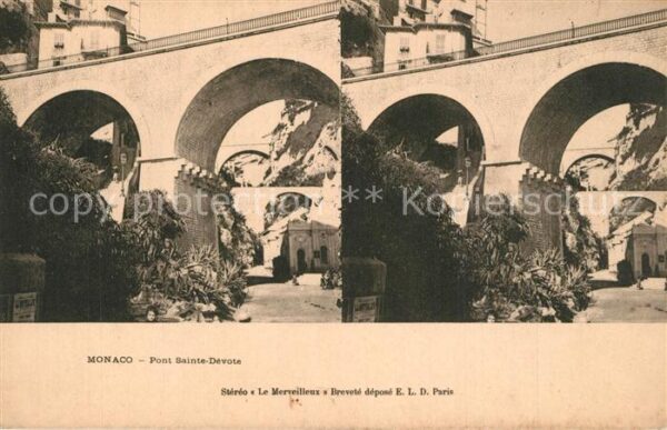 Stereoscopkarte Monaco Pont Sainte-Devote