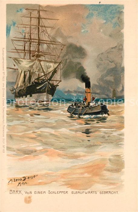 Diemer Zeno Litho Bark Schlepper Elbe