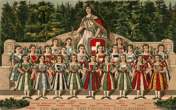 Wappen XXII Kantone Schweiz Helvetia Kinder Li