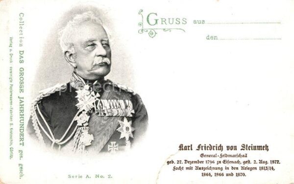 Militaria Deutschland Karl Friedrich von Steinmetz General Fe