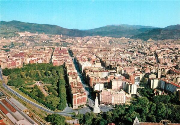 Bilbao Espana Gran Via y Monumento Sdo Corazon Vista