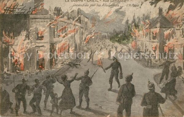 Creil Rue Gambetta incendiée par les Allemand