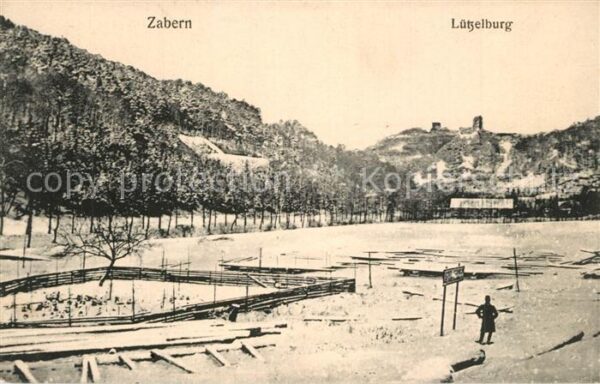 Zabern Saverne Blick zur Lützelburg Soldatenkarte