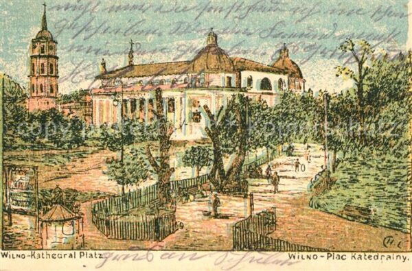 Wilno Wilna Plac Katedralny Kirchplatz Künstlerkart