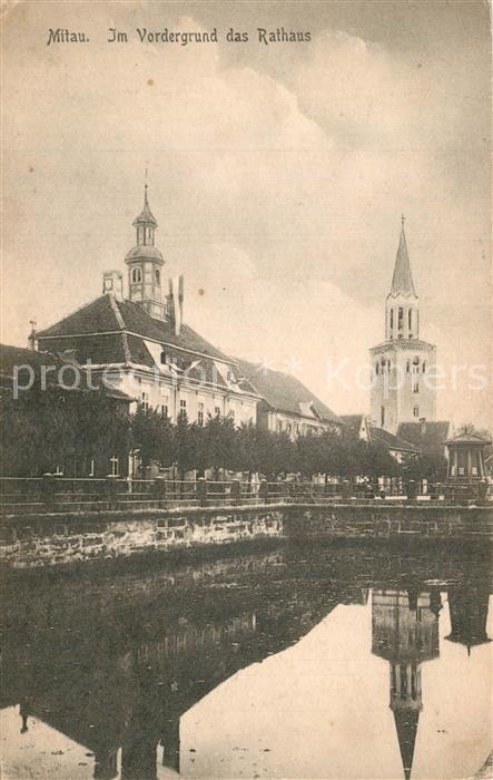 Mitau Blick zum Rathaus Kirche Prüfstempel