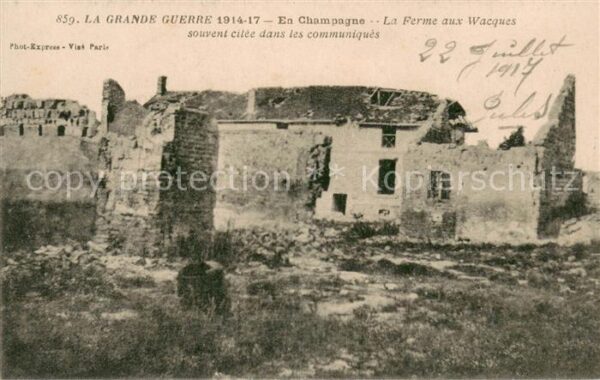 Souain-Perthes-les-Hurlus Ferme aux Wacques Ruines Grande Guerre