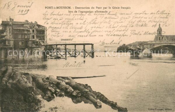 Pont-a-Mousson Destruction du pont Grande Guerre