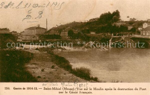 Saint-Mihiel Vue sur le Moulin apres la destruction