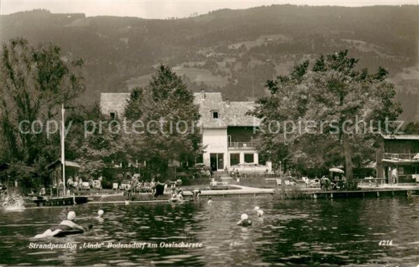 Bodensdorf Ossiacher See Strandpension Linde Ansicht vom See aus
