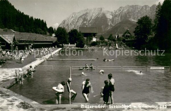 Bad Mitterndorf Strandbad mit Grimming Dachsteingebirge