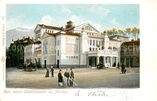 Meran Merano Neues Stadttheater Künstlerkarte Litho