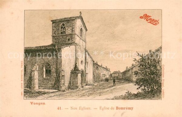 Domremy-la-Pucelle Vosges Eglise Dessin Künstlerkarte Maggi Werbu