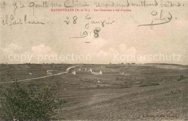 Manonviller Les casernes a vol d_oiseau