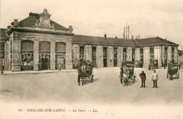Chalon-sur-Saone La Gare Bahnhof Pferdekutschen