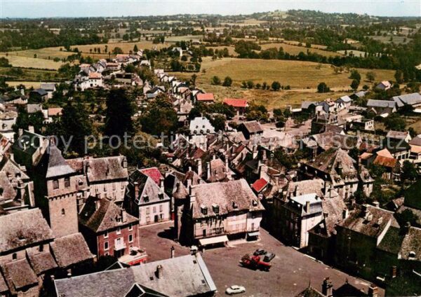 Pleaux Vue generale aerienne Centre de Ville