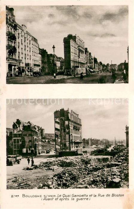 Boulogne-sur-Mer Quai Gambetta et Rue de Boston avant et