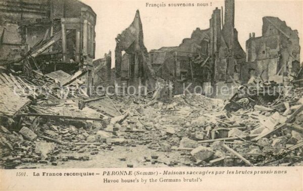 Peronne 80 Somme La ville en ruines Grande Guerre