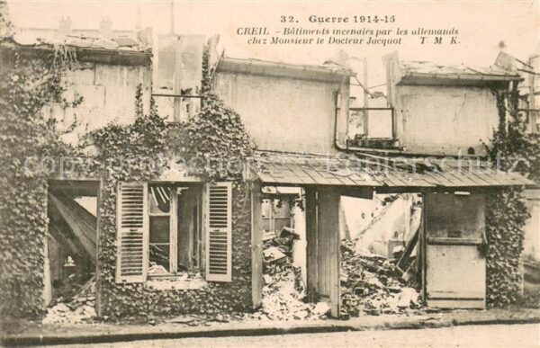 Creil Bâtiments incendiés par les Allemands R