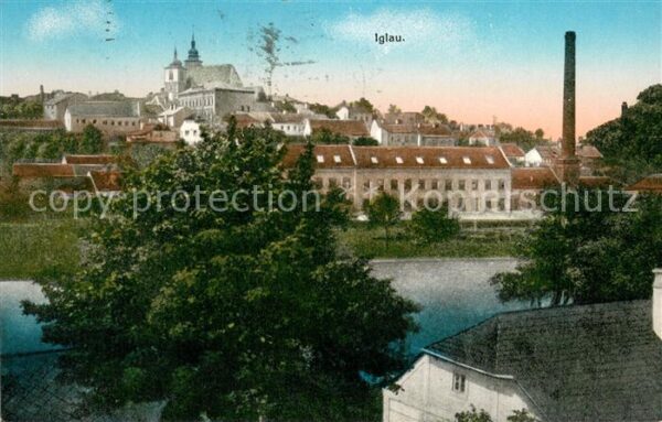 Iglau Jihlava Blick über den Fluss zur Kirche