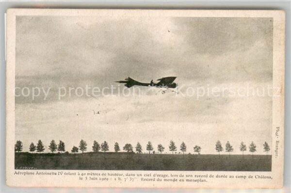 Camp de Chalons Aeroplane Antoinette IV volanta 40 metr