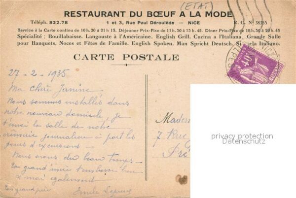 Nice Alpes Maritimes Restaurant du Boeuf a la Mode – Bild 2