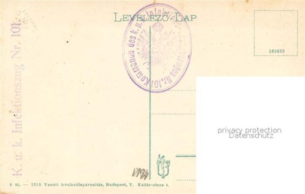 Szabadka Varoshaza Stempel K.u.K. Infektionszug – Bild 2
