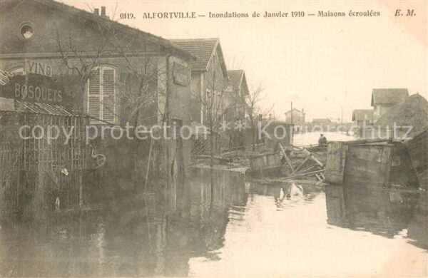 Alfortville Inondations de Janvier 1910 maisons écr
