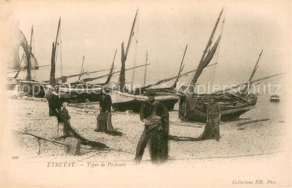 Etretat Types de pêcheurs Bateaux