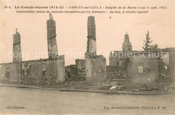 Pargny-sur-Saulx Bataille de la marne Lamentables ruines