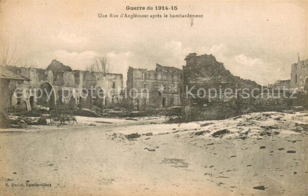 Anglemont Guerre 1914 Une Rue apres le bombardeme