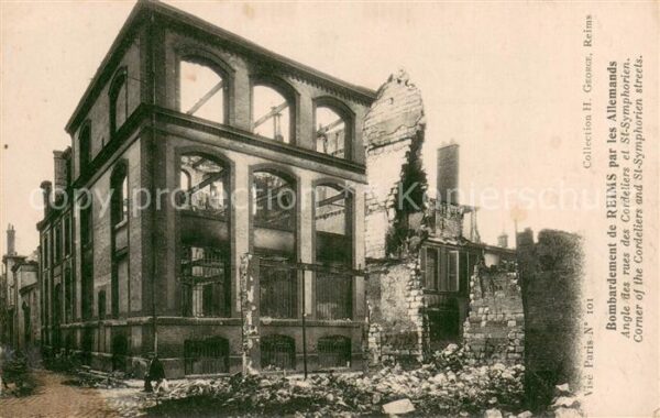 Reims 51 Bombardement de Reims par les Allemands