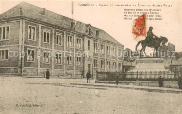 Fougeres Statue de Lariboisiere et Ecole de Jeun