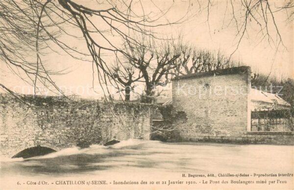 Chatillon-sur-Seine Inondations des Janvier 1910 Le Pont de