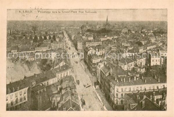 Lille Nord Panorama vers la Grand Place Rue Nation