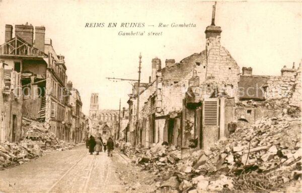 Reims 51 en ruines Rue Gambetta
