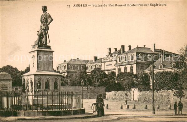 Angers 49 Statue du Roi Rene etEcole Primaire Sup
