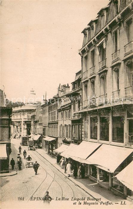 Epinal Vosges 88 La Rue Leopold Bourget et le Magasin Pe