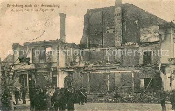 Ortelsburg Ostpreussen nach der Verwüstung durch die Russen im