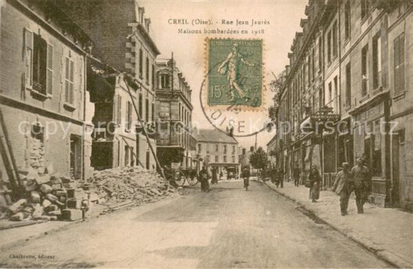 Creil 60 Rue Jean Jaures Maisons bombardees en 1