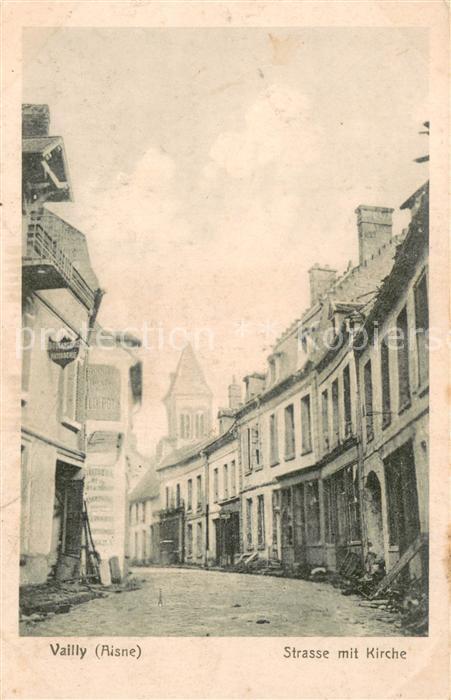 Vailly-sur-Aisne Strasse mit Kirche