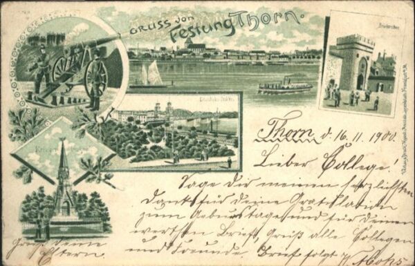 Thorn Westpreussen Torun Brückenthor Krieger Denkmal Schiff