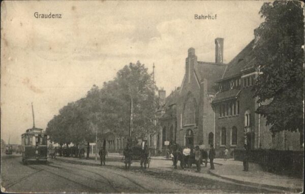Graudenz Westpreussen Graudenz Bahnhof Strassenbahn Kutsche