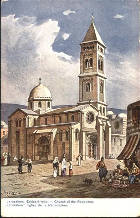 Jerusalem Yerushalayim Church Redeemer Hund Künstler F Perlber