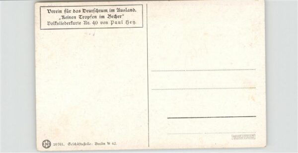 Liederkarte Keinen Tropfen im Becher Verein für das – Bild 2