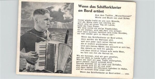 Liederkarte Akkordeon Wenn das Schifferklavier an B