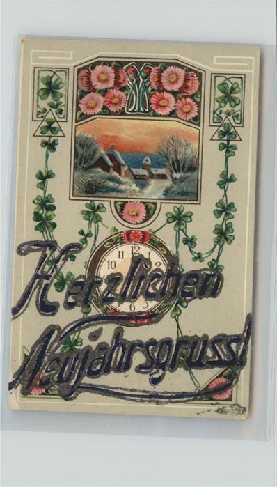 Uhren Neujahrsgrüsse Kleeblätter