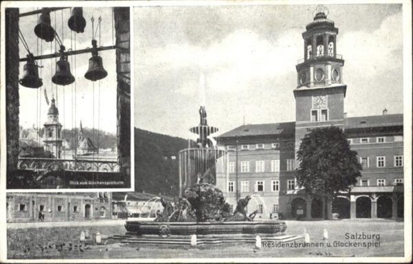 Salzburg Oesterreich Residenzbrunnen Glockenspiel